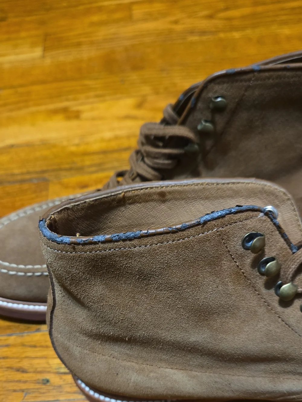 J.Crew Kenton Pacer Brown Snuff Suede Leather Boots Men 12 M Chukka Indy- FLAW
